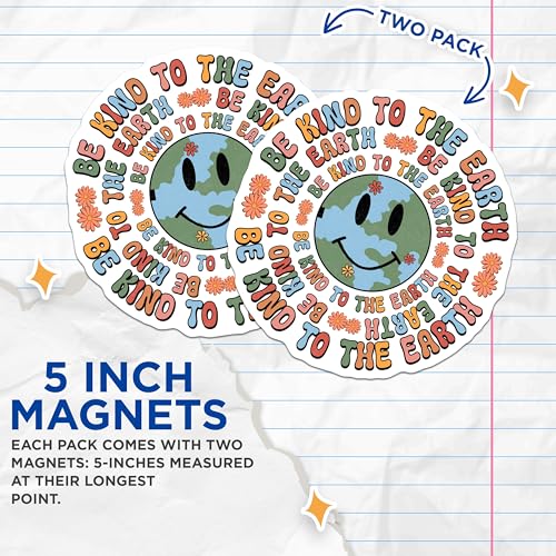 (2 Pack) Be Kind to The Earth Magnets Magnets - Eco Friendly Message - Environmental Awareness - 5" On Longest Side - Made in USA - Sticks to Refrigerators & Metal Surfaces - MAG8721