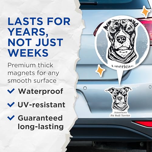 (2 Pack) American Pit Bull Terrier Magnets - Dog Lovers - Animal Magnet Collection - 5" On Longest Side - for Cars, Fridges, Toolboxes - Made in USA - MAG4015