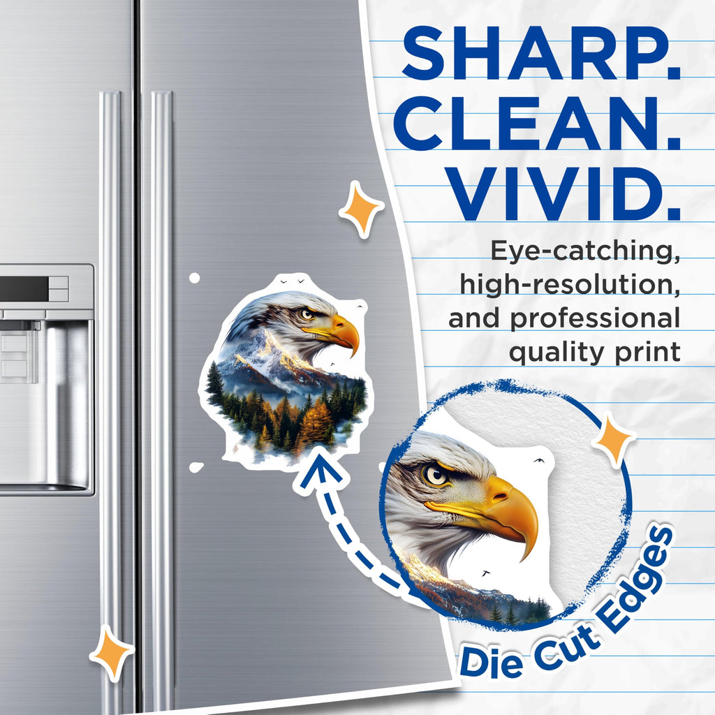 (2 Pack) Eagle Magnets - Mountain Nature Art - Refrigerator Decoration - 5" On Longest Side - Premium Magnet - for Cars, Refrigerators, Toolboxes, Lockers - Made in USA - MAG14121