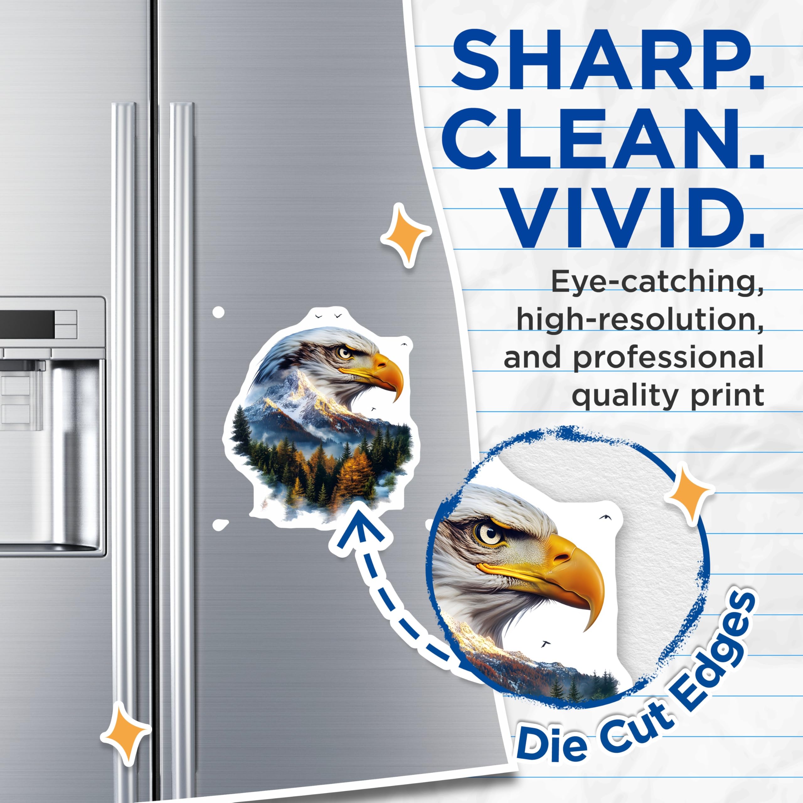 (2 Pack) Eagle Magnets - Mountain Nature Art - Refrigerator Decoration - 5" On Longest Side - Premium Magnet - for Cars, Refrigerators, Toolboxes, Lockers - Made in USA - MAG14121