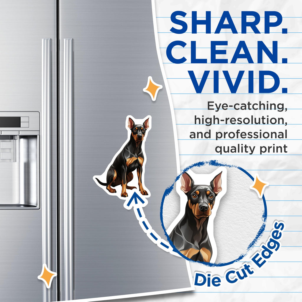 (2 Pack) Doberman Pinscher Magnets - Dog Lover Decor - Pet Owner Kitchen Art - Animal Breed Mom Fridge Accent - 5 Inches On Longest Side - Thick Durable Magnet - Made in USA - MAG28855