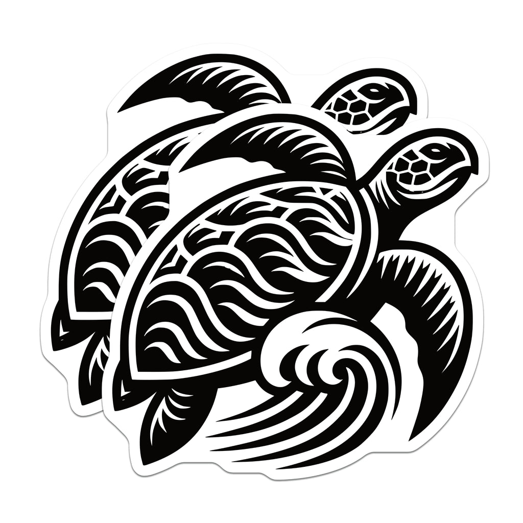 (2 Pack) Sea Turtle Magnets - Tribal Ocean Art - Polynesian Home Decor - Coastal Fridge Accent - 5 Inches On Longest Side - Thick Durable Magnet - Made in USA - MAG38423