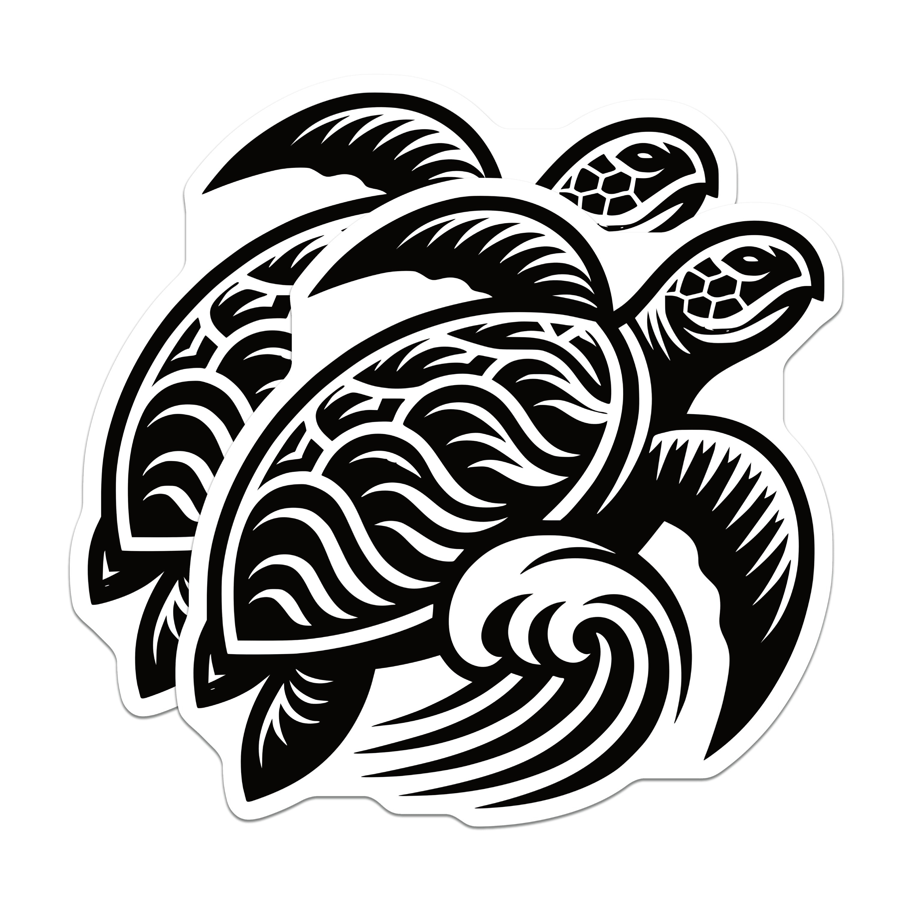 (2 Pack) Sea Turtle Magnets - Tribal Ocean Art - Polynesian Home Decor - Coastal Fridge Accent - 5 Inches On Longest Side - Thick Durable Magnet - Made in USA - MAG38423