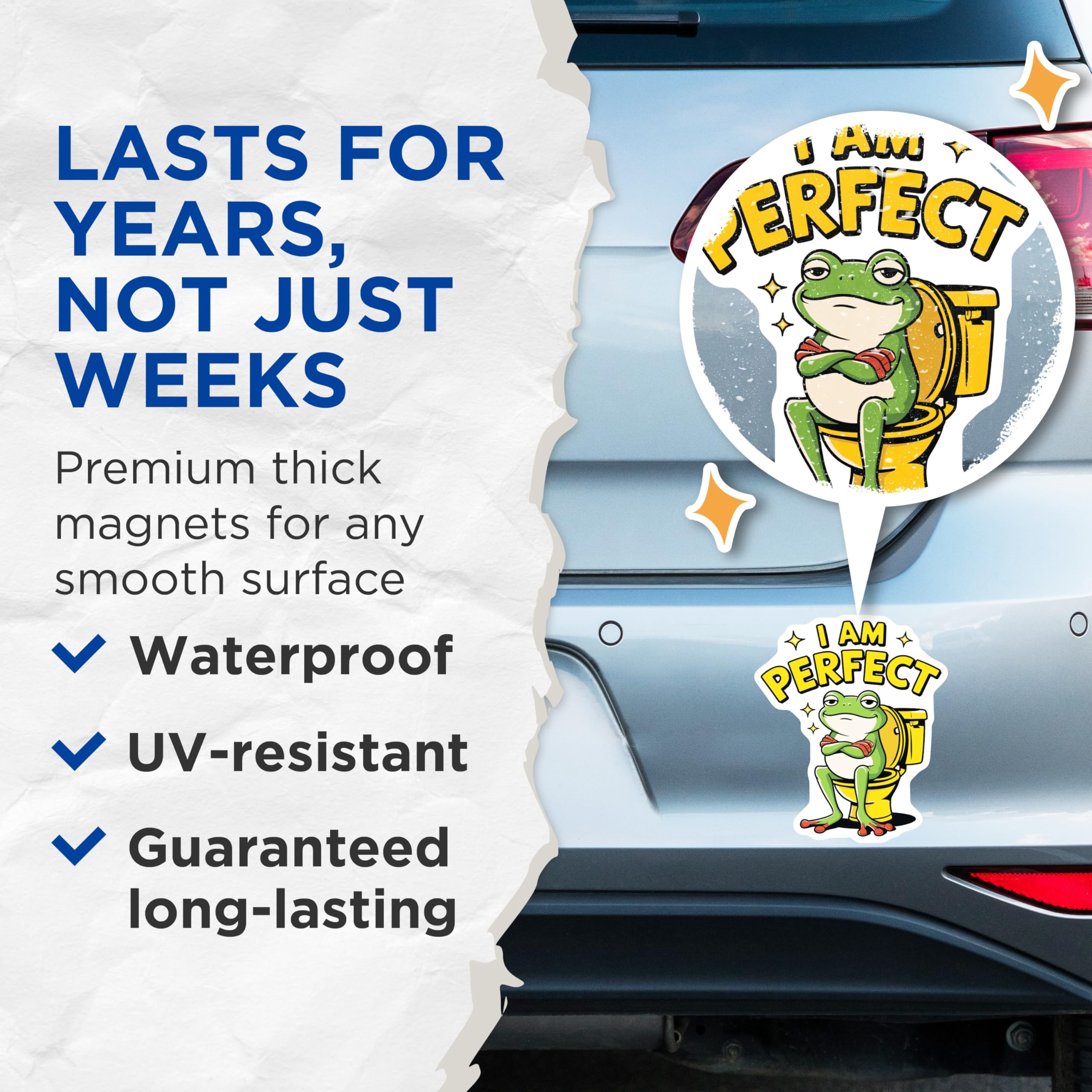 (2 Pack) Funny Frog Magnets - I Am Perfect Meme - Novelty Humor Refrigerator Decor - 5" On Longest Side - Premium Magnet - for Cars, Refrigerators, Toolboxes, Lockers - Made in USA - MAG16809