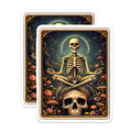 (2 Pack) Skeleton Yoga Magnets - Mushroom Forest Decor - Spooky Skull Fridge Magnets - 5" On Longest Side - Premium Magnet - for Cars, Refrigerators, Toolboxes, Lockers - Made in USA - MAG15235