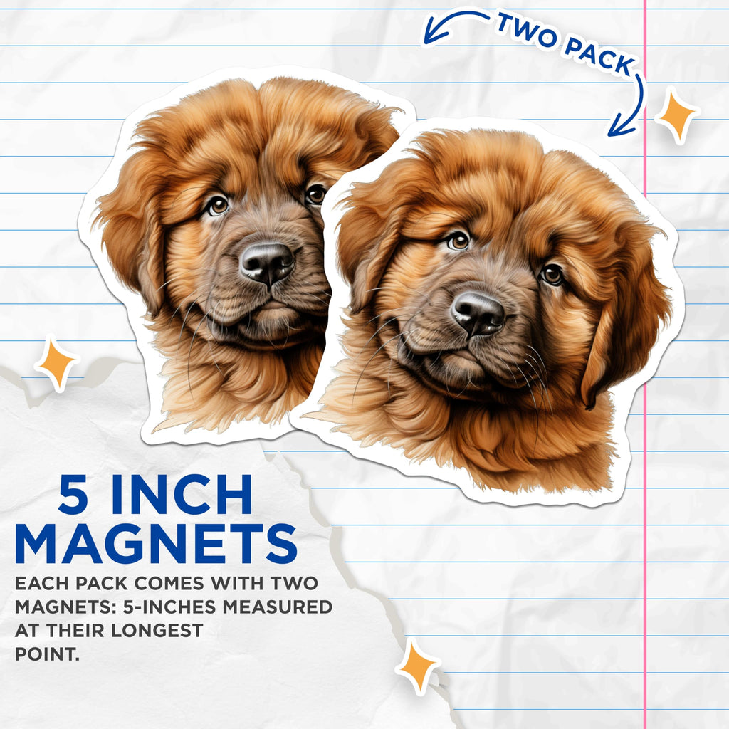 (2 Pack) Golden Retriever Puppy Magnets - Adorable Dog Lover Art - Pet Parent Fridge Decor - 5 Inches On Longest Side - Thick Durable Magnet - Made in USA - MAG30447