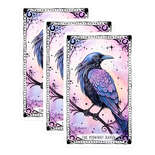 (3 Pack) Raven Decals - Midnight Raven - Gothic Decals - 3 Inches On Longest Side - Easy Peel & Apply - Made in USA - 3MCS2367