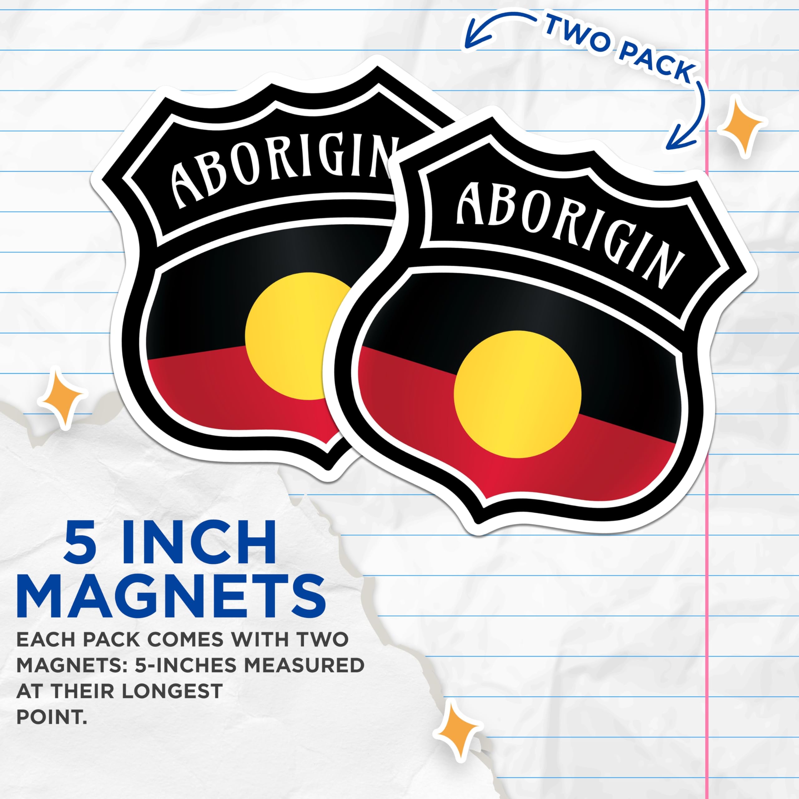 (2 Pack) Aboriginal Flag Magnets - Australian Pride Decoration - Indigenous Culture Decor - 5" On Longest Side - Premium Magnet - for Cars, Refrigerators, Toolboxes, Lockers - Made in USA - MAG18563