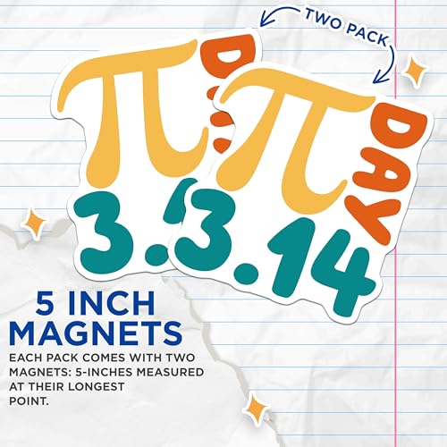 (2 Pack) Pi Day Magnets - Math Lover Decor - Geeky Refrigerator Decoration - 5" On Longest Side - for Cars, Fridges, Toolboxes - Made in USA - MAG8162