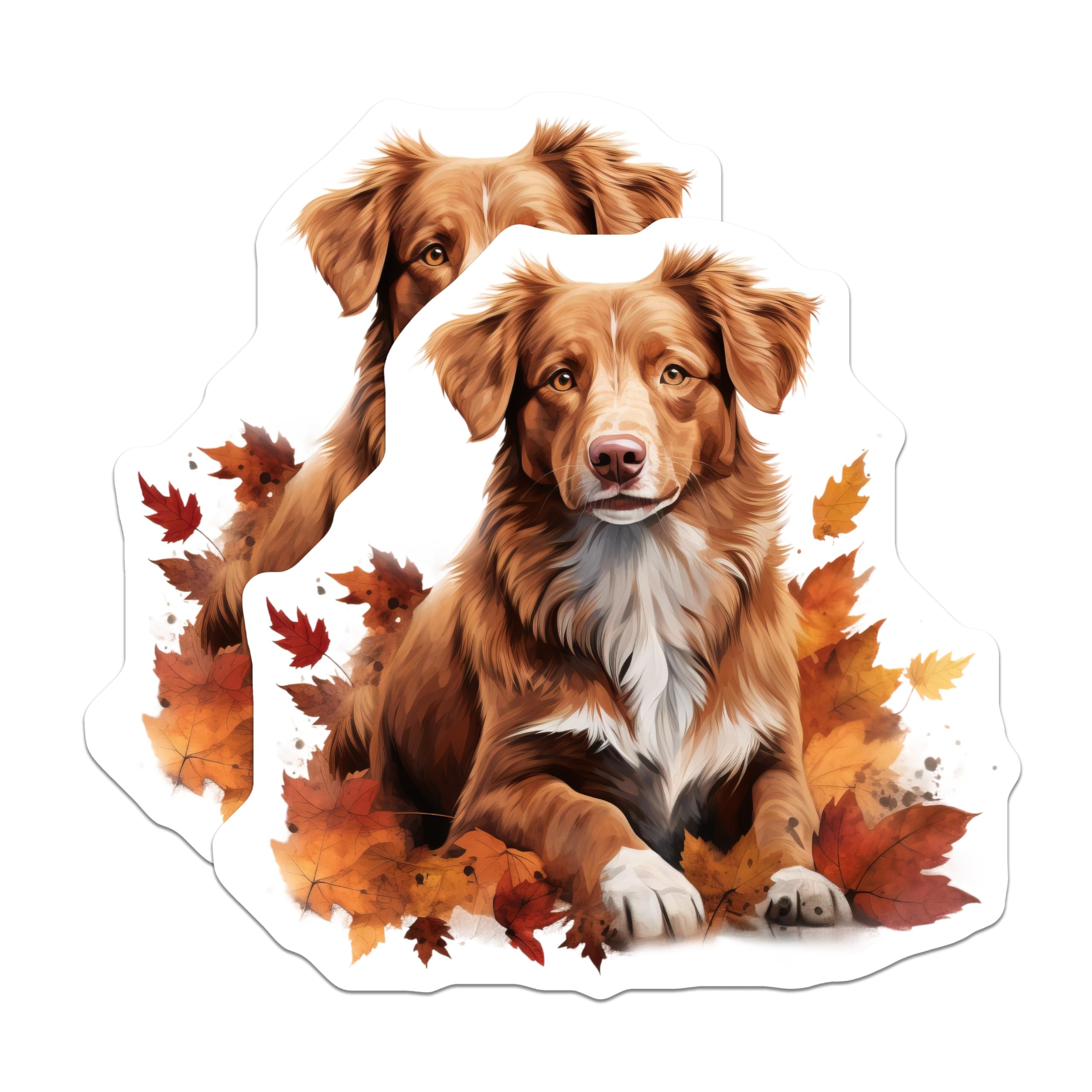 (2 Pack) Toller Dog Magnets - Autumn Leaves Decor - Fall Pet Refrigerator - 5 Inches On Longest Side - Thick Durable Magnet - Made in USA - MAG28751