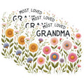 (3 Pack) Most Loved Grandma Decals - Floral Grandma Sticker - Grandmother Laptop Decal - 3 Inches On Longest Side - Easy Peel & Apply - Made in USA - 3MCS1427