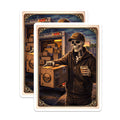 (2 Pack) Skeleton Worker Magnets - Skull Motif Magnets - Post Mortem Delivery Magnet - 5" On Longest Side - Premium Magnet - for Cars, Refrigerators, Toolboxes, Lockers - Made in USA - MAG15625