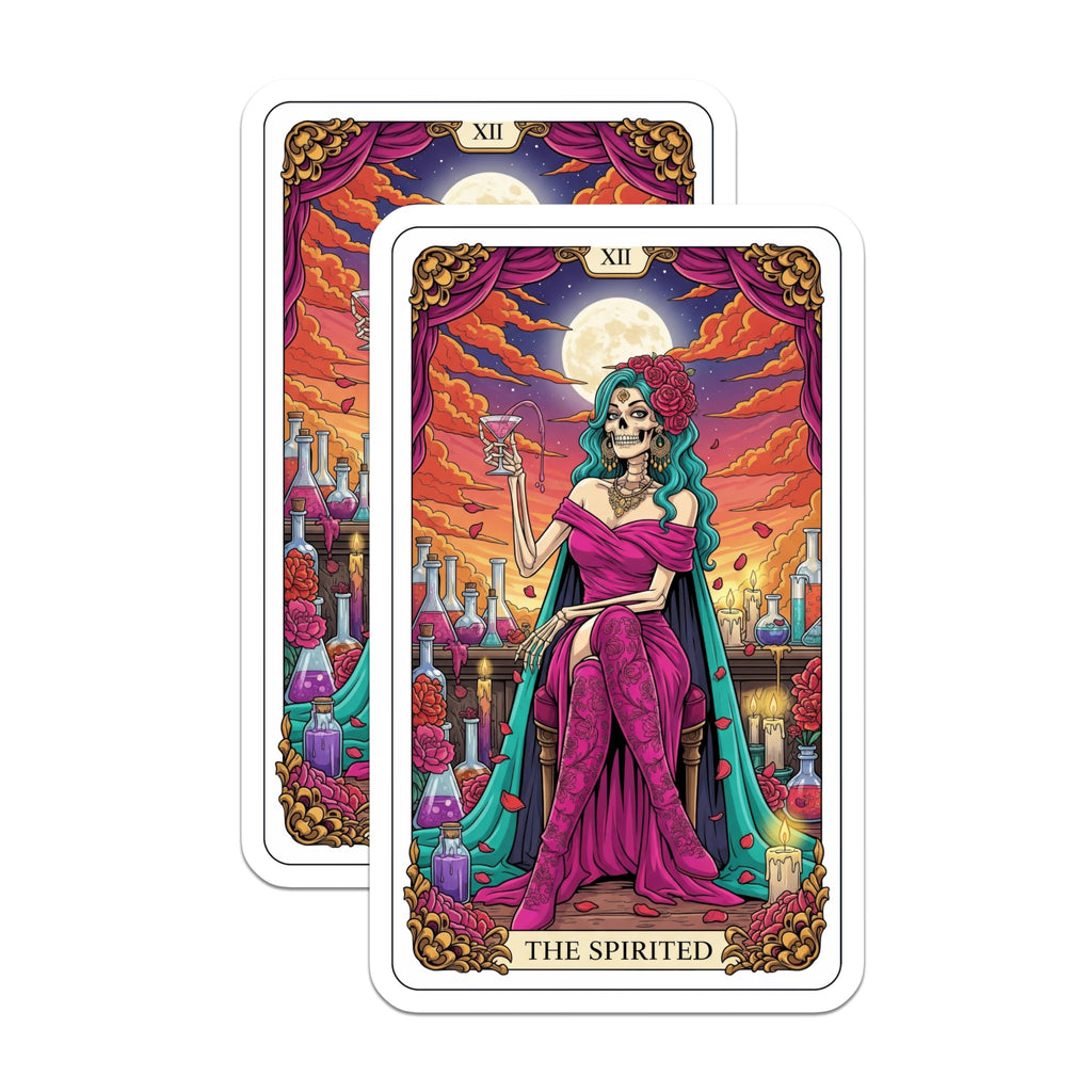 (2 Pack) Spirited Tarot Card Magnets - Skeleton Lady - Witchy Home Decor - 5" On Longest Side - Premium Magnet - for Cars, Refrigerators, Toolboxes, Lockers - Made in USA - MAG16357