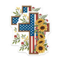 (2 Pack) American Flag Cross Magnets - Sunflower Christian Decor - Patriotic Faith Statement - 5 Inches On Longest Side - Thick Durable Magnet - Made in USA - MAG21176
