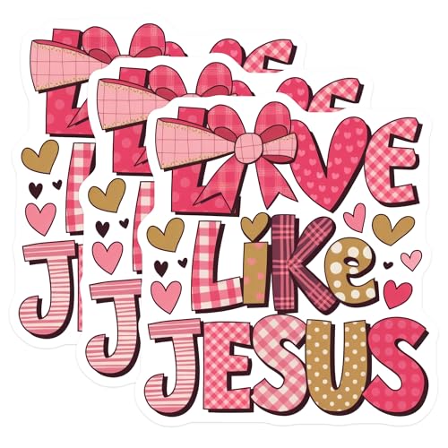 (3 Pack) Love Like Jesus Decals - Faith Based Stickers - Religious Laptop Decals - 3 Inches On Longest Side - Easy Peel & Apply - Made in USA - 3MCS7713