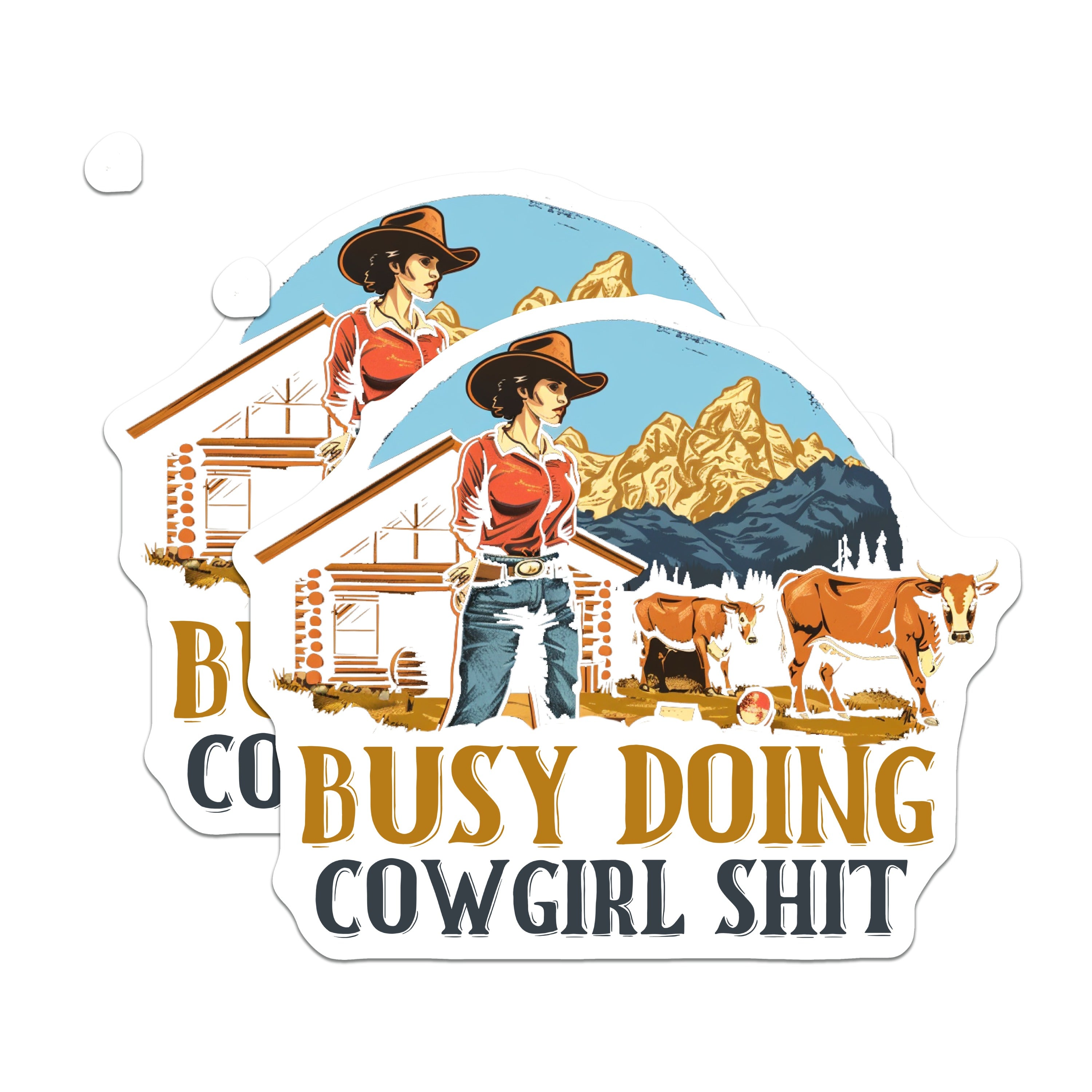 (2 Pack) Busy Doing Cowgirl Shit Magnets - Funny Western Decor - Sarcastic Cowgirl - Country Girl Refrigerator Locker - 5 Inches On Longest Side - Thick Durable Magnet - Made in USA - MAG39778