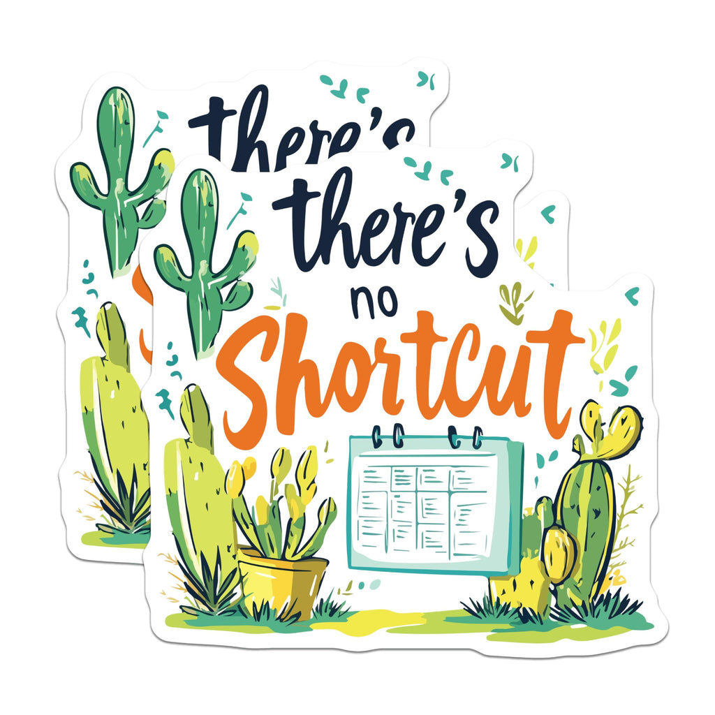 (2 Pack) Theres No Shortcut Magnets - Daily Motivational Progress Reminder - Cactus Succulent Decor Calendar Organizer - 5 Inches On Longest Side - Thick Durable Magnet - Made in USA - MAG19730