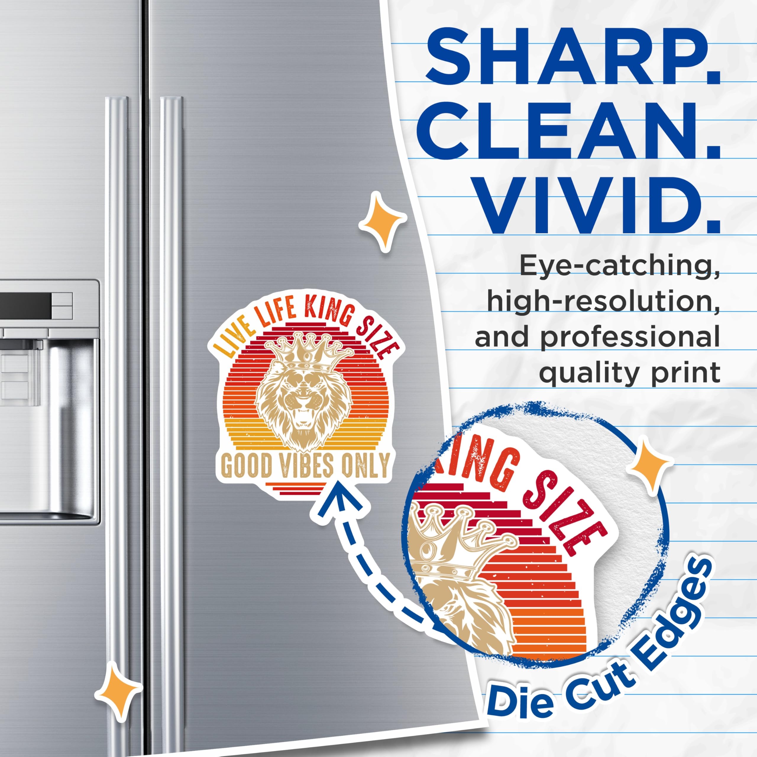 (2 Pack) Lion King Magnets - Live Life King Size - Good Vibes Only Refrigerator Magnets - 5" On Longest Side - Premium Magnet - for Cars, Refrigerators, Toolboxes, Lockers - Made in USA - MAG18504