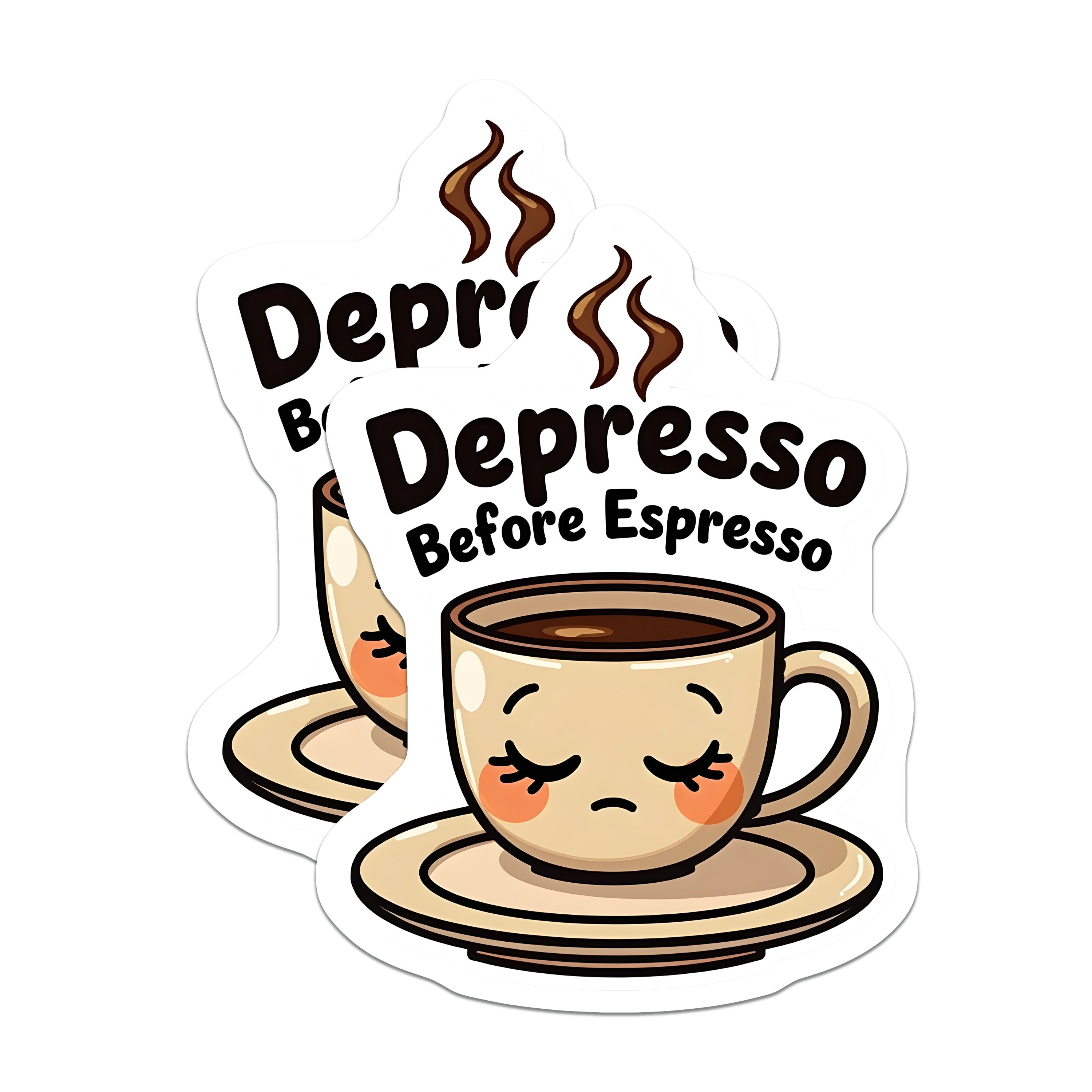 (2 Pack) Depresso Before Espresso Magnets - Funny Coffee Lover - Kawaii Kitchen Appliance Accent - 5 Inches On Longest Side - Thick Durable Magnet - Made in USA - MAG39548