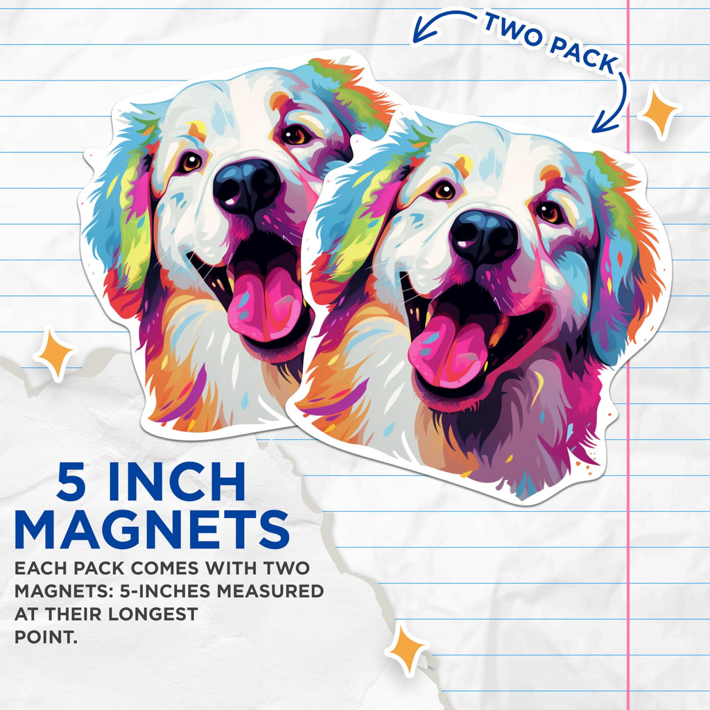 (2 Pack) Great Pyrenees Dog Breed Magnets - 5 Inches On Longest Side - Choose from Over 100 Dog Breeds - for Cars, Refrigerators, Toolboxes - Made in USA - MAG1871