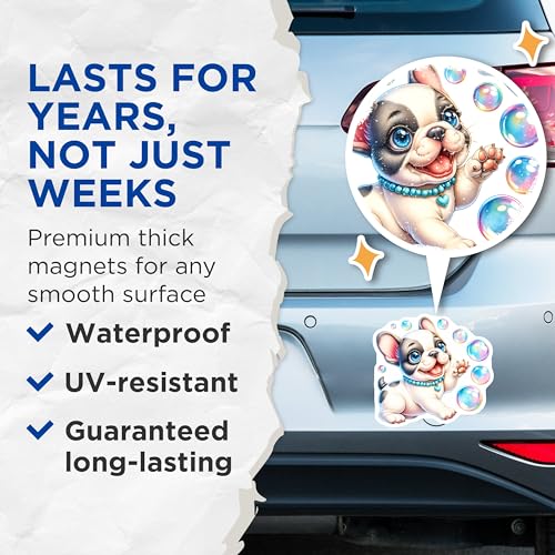 (2 Pack) French Bulldog Magnet - Animal Lover Gift - 5" On Longest Side - Sticks to Smooth Flat Surfaces - Made in USA - MAG9611
