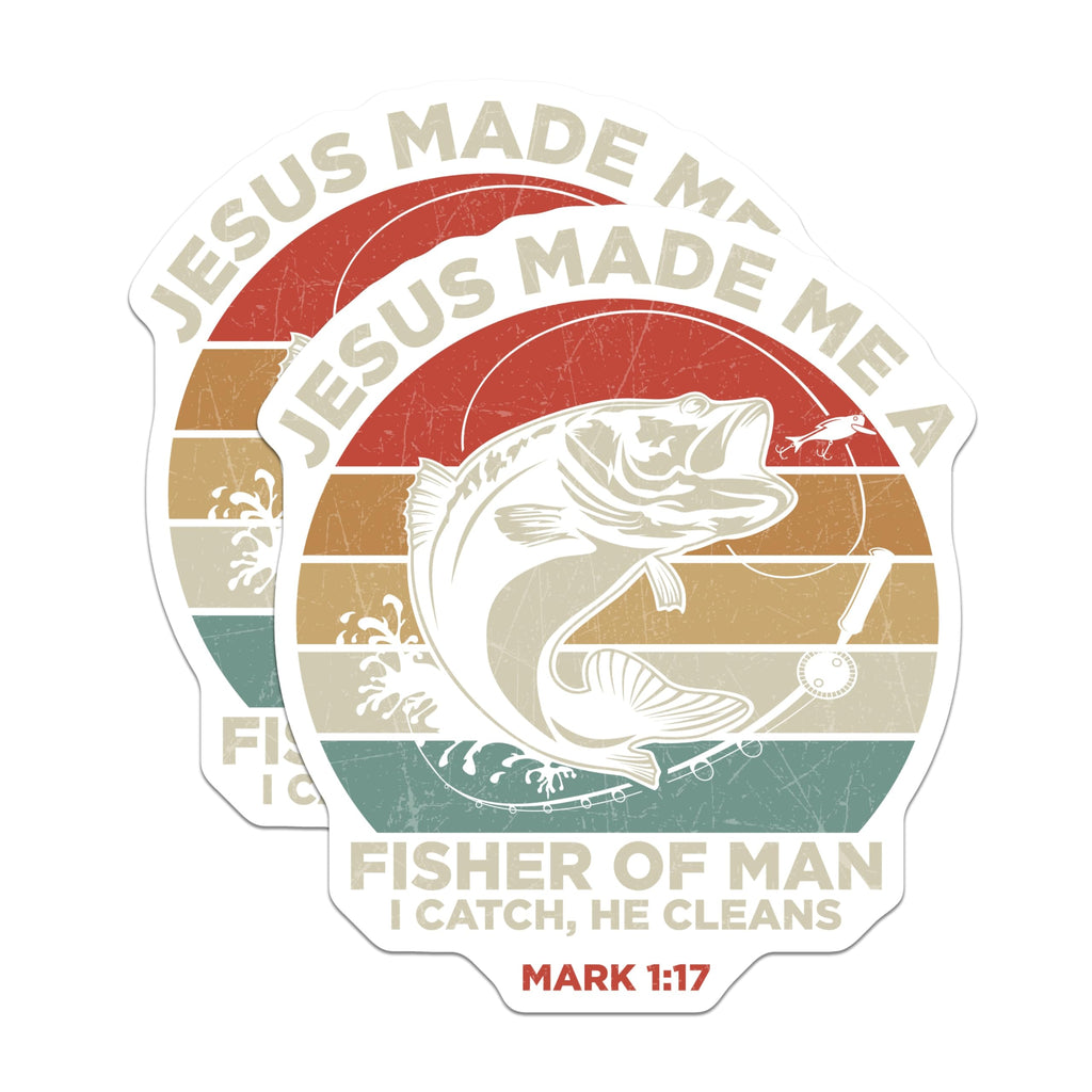 (2 Pack) Fishing Magnets - Jesus Made Me A Fisher - Christian Fishing Verse - 5" On Longest Side - Premium Magnet - for Cars, Refrigerators, Toolboxes, Lockers - Made in USA - MAG17087