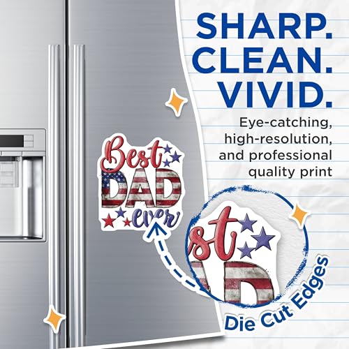 (2 Pack) Best Dad Ever Magnets Magnets - American Dad Refrigerator Magnet - 5" On Longest Side - Made in USA - Sticks to Refrigerators & Metal Surfaces - MAG8611