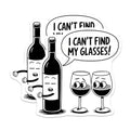 (2 Pack) Funny Wine Stickers - Wine Humor Decals Lover - 5" On Longest Side - Sticks to Smooth Flat Surfaces - Made in USA - BMCS7630