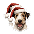 (2 Pack) Christmas Dog Magnets - Santa Hat Terrier Puppy - Festive Holiday Pet Decor - Refrigerator Animal Art - 5 Inches On Longest Side - Thick Durable Magnet - Made in USA - MAG28828