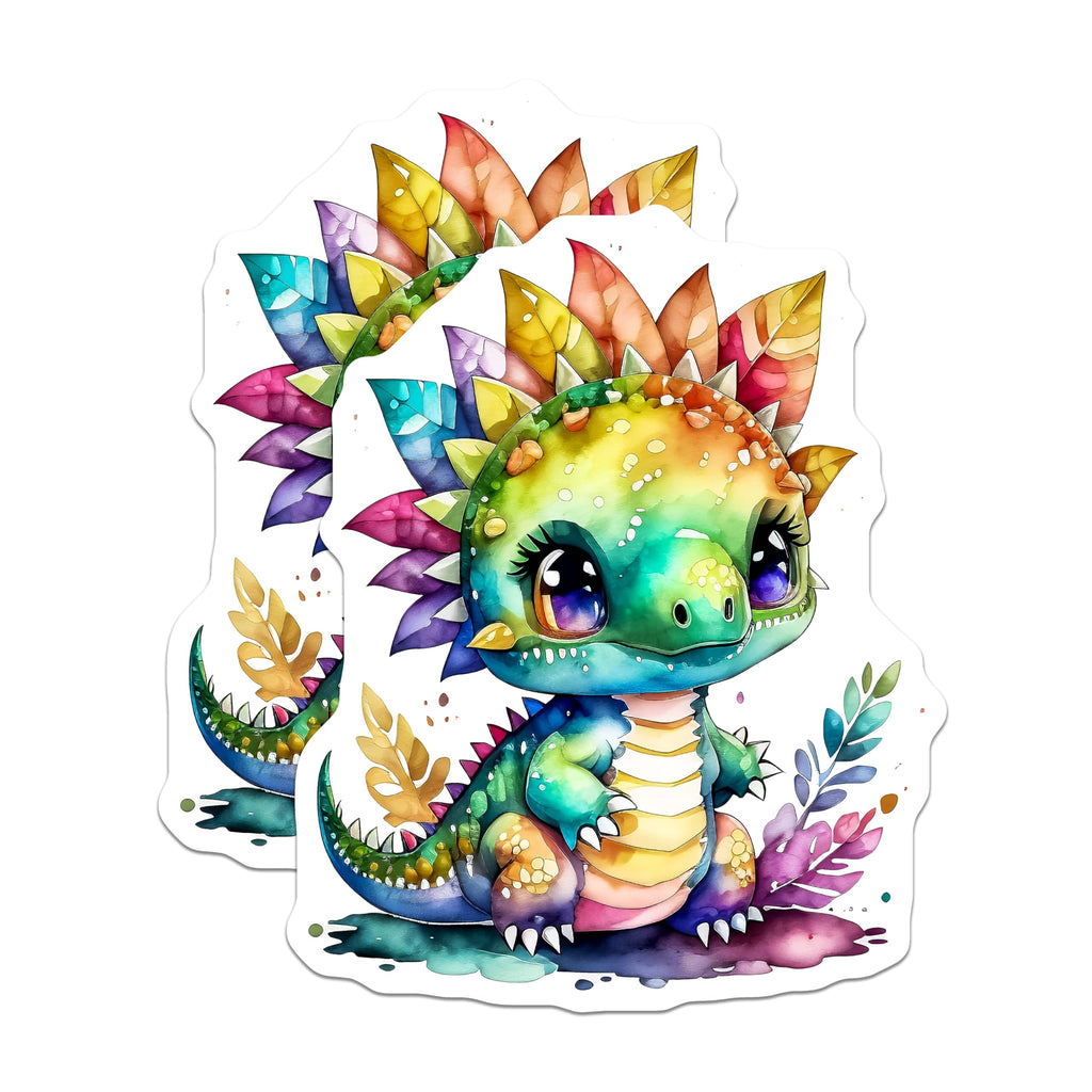 (2 Pack) Cute Dinosaur Magnets - Rainbow Dino Decor - Fridge Magnets - 5" On Longest Side - Premium Magnet - for Cars, Refrigerators, Toolboxes, Lockers - Made in USA - MAG14306