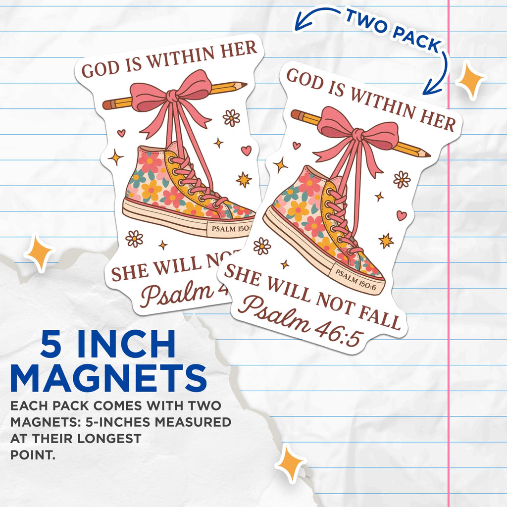 (2 Pack) Christian Magnets - Inspirational Bible Verse - Women of Faith Decor - 5 Inches On Longest Side - Thick Durable Magnet - Made in USA - MAG26009