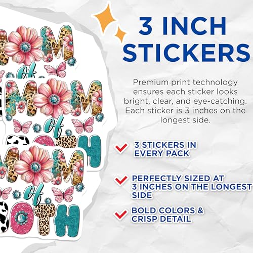 (3 Pack) Mom of Both Decals - Mother's Day Decal - Laptop Decals - 3 Inches On Longest Side - Easy Peel & Apply - Made in USA - 3MCS6480