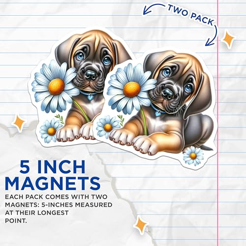 (2 Pack) Dog Lover Art Magnet - Adorable Pet Decor - 5" On Longest Side - Sticks to Smooth Flat Surfaces - Made in USA - MAG9572
