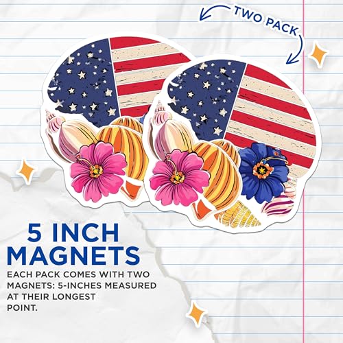 (2 Pack) American Flag Magnets Magnets - 5" On Longest Side - Made in USA - Sticks to Refrigerators & Metal Surfaces - MAG8999