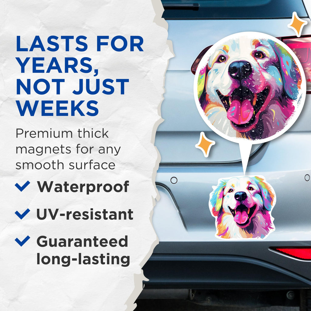 (2 Pack) Great Pyrenees Dog Breed Magnets - 5 Inches On Longest Side - Choose from Over 100 Dog Breeds - for Cars, Refrigerators, Toolboxes - Made in USA - MAG1871