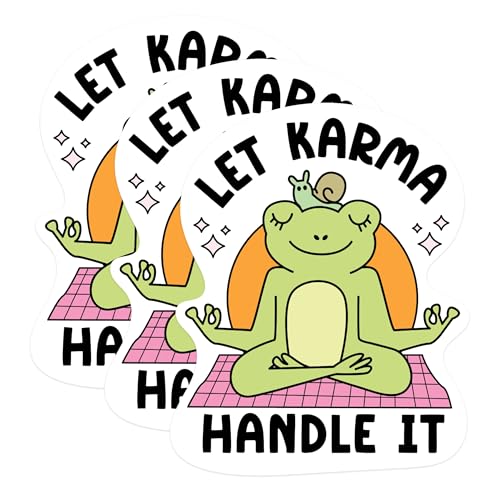 (3 Pack) Karma Frog Decals - Meditation Frog - Laptop Decal - 3 Inches On Longest Side - Easy Peel & Apply - Made in USA - 3MCS1175
