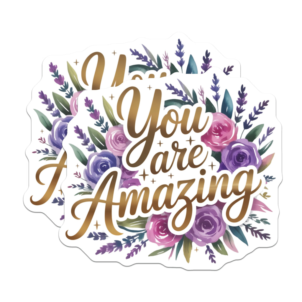 (2 Pack) You are Amazing Magnets - Floral Affirmation Decor - Positive Message Fridge Magnet - Inspirational Quote for Her - 5 Inches On Longest Side - Thick Durable Magnet - Made in USA - MAG37563