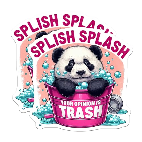 (2 Pack) Splish Splash Magnets - Funny Panda Bath Magnets - Cute Trash Can Design - 5" On Longest Side - for Cars, Fridges, Toolboxes - Made in USA - MAG4579