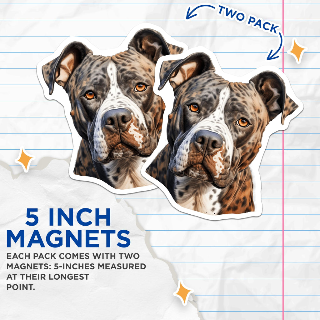 (2 Pack) Brindle Catahoula Leopard Dog Magnets - Unique Pet Lover Art Decor - Majestic Canine Home Accents - 5 Inches On Longest Side - Thick Durable Magnet - Made in USA - MAG24392