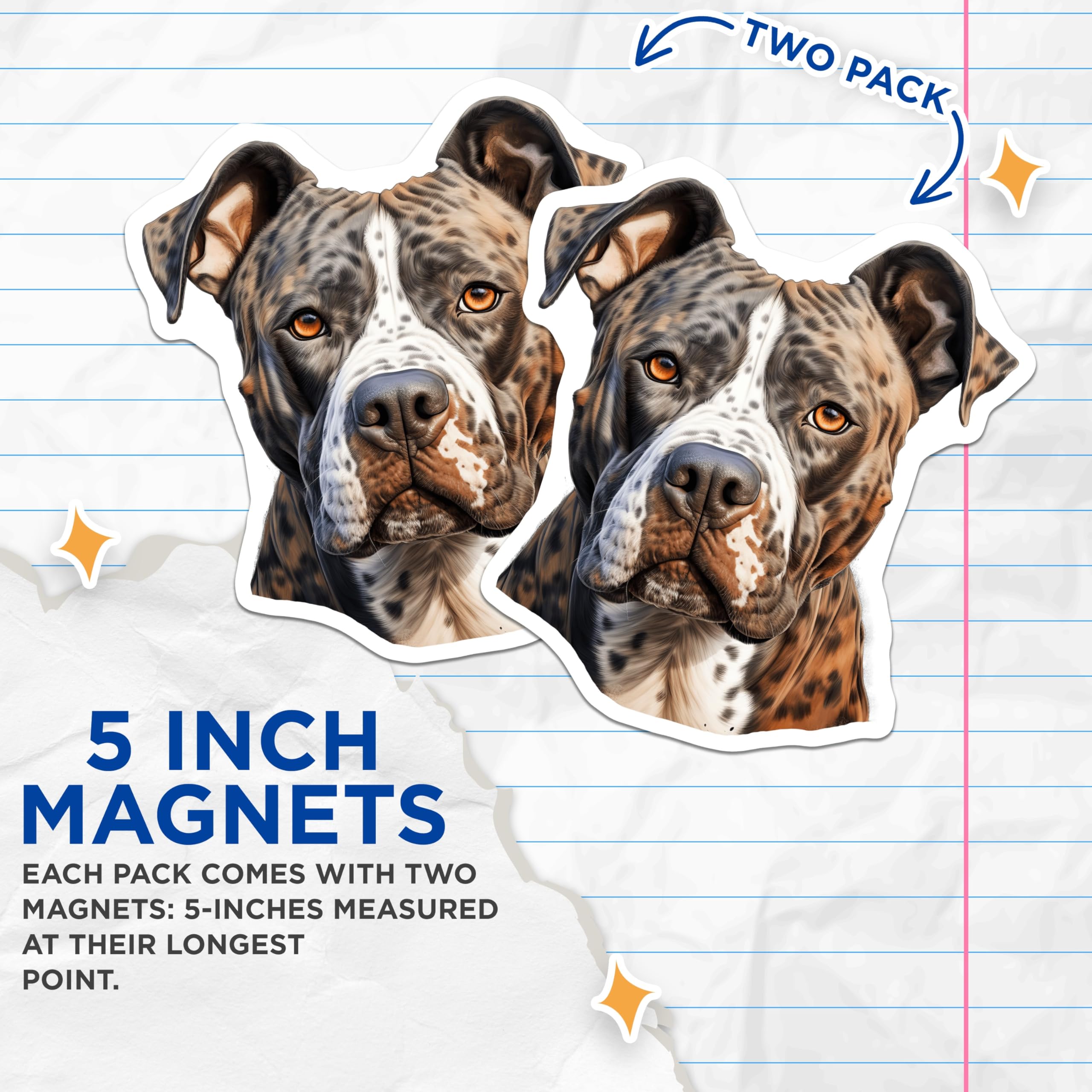 (2 Pack) Brindle Catahoula Leopard Dog Magnets - Unique Pet Lover Art Decor - Majestic Canine Home Accents - 5 Inches On Longest Side - Thick Durable Magnet - Made in USA - MAG24392