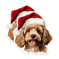 (2 Pack) Christmas Doodle Magnets - Santa Hat Dog Decor - Festive Pet Parent Accessories - 5 Inches On Longest Side - Thick Durable Magnet - Made in USA - MAG26144