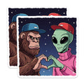 (2 Pack) Bigfoot Alien Magnets - Heart Hands - Funny Fridge Magnets - 5" On Longest Side - Premium Magnet - for Cars, Refrigerators, Toolboxes, Lockers - Made in USA - MAG15610