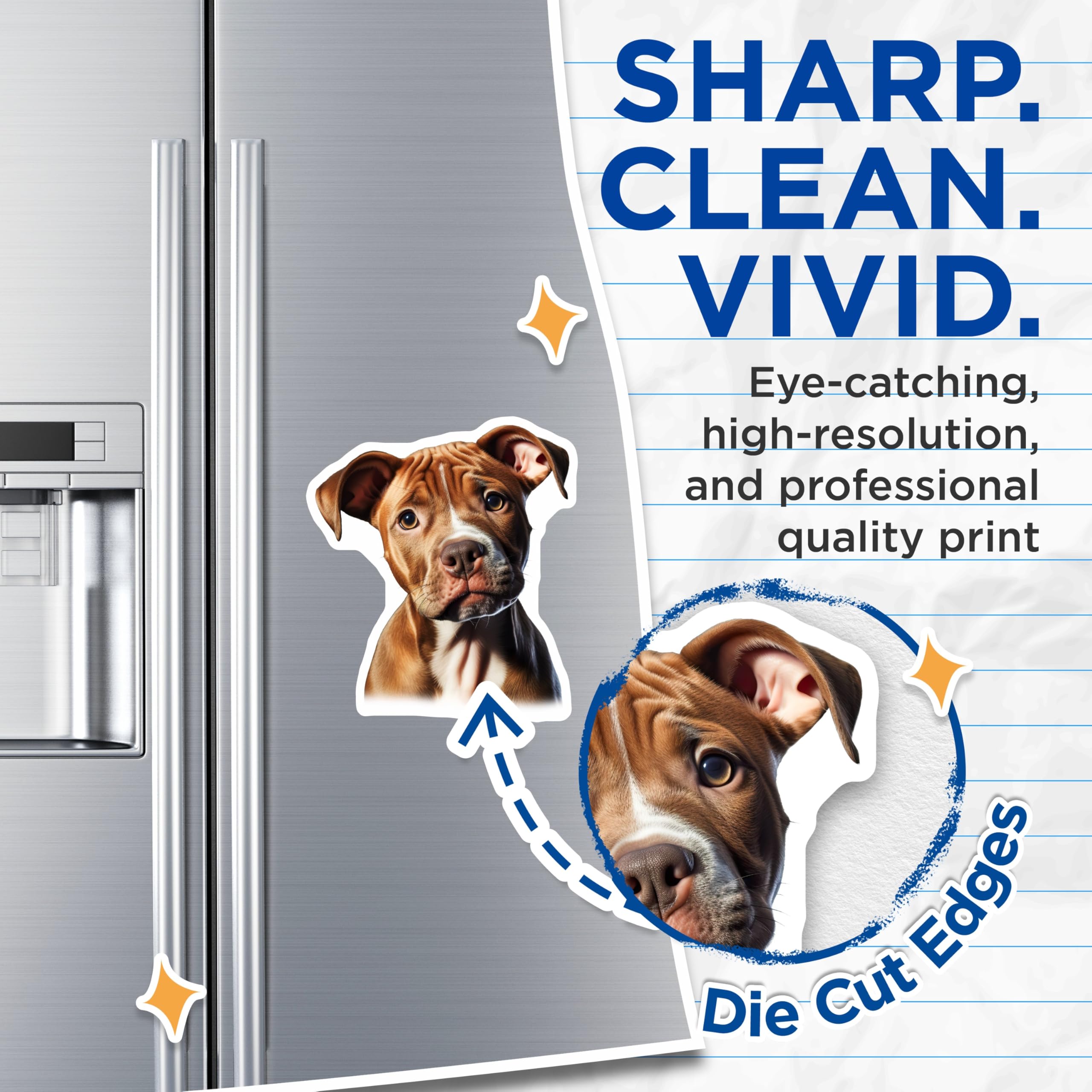 (2 Pack) Pitbull Puppy Magnets - Cute Dog Lover Decor - Pet Parent Refrigerator Art - 5 Inches On Longest Side - Thick Durable Magnet - Made in USA - MAG26331