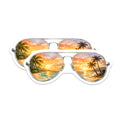 (2 Pack) Tropical Sunset Magnets - Beach Vacation Decor - Aviator Sunglasses Art - 5 Inches On Longest Side - Thick Durable Magnet - Made in USA - MAG36426