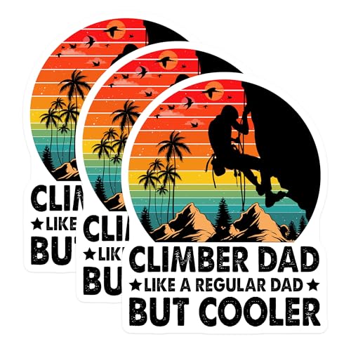 (3 Pack) Climber Dad Decals - Rock Climbing - Father's Day Decals - 3 Inches On Longest Side - Easy Peel & Apply - Made in USA - 3MCS2739