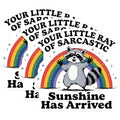 (3 Pack) Sarcastic Sunshine Decals - Funny Raccoon Sticker - Rainbow Laptop Decal - 3 Inches On Longest Side - Easy Peel & Apply - Made in USA - 3MCS4858