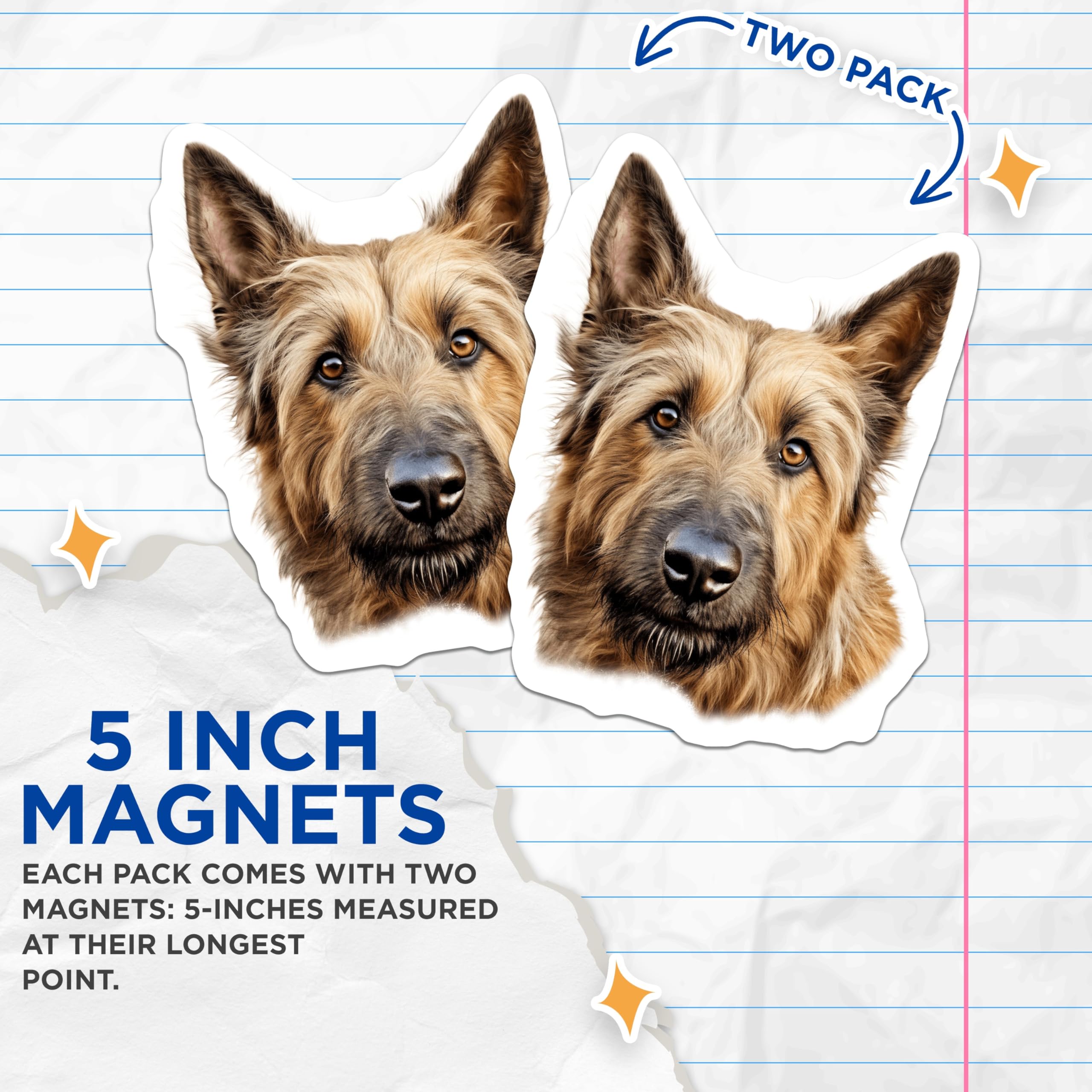 (2 Pack) Shepherd Dog Magnets - Realistic Pet Portrait Art - Dog Lover Fridge Decor Dog Mom Dad - 5 Inches On Longest Side - Thick Durable Magnet - Made in USA - MAG28344