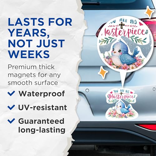 (2 Packs) You are His Masterpiece Magnets - Positive Inspiring Christian Magnets - 5 Inches On Longest Side - Premium Magnet - for Fridges, Toolboxes, Cars - Made in USA - MAG2333