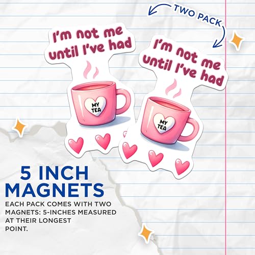 (2 Pack) Funny Drinking Tea Magnets - Cute Kitchen Decorations - Humorous Coffee Set for Home - 5" On Longest Side - for Cars, Fridges, Toolboxes - Made in USA - MAG7505