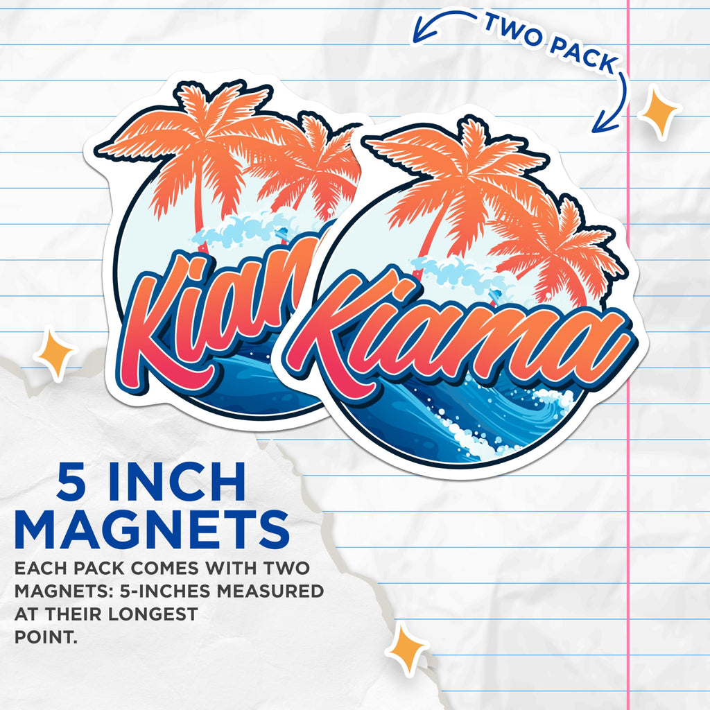 (2 Pack) Kiama Australia Magnets - Beach Travel Souvenir - Aussie Vacation Decor - 5" On Longest Side - Premium Magnet - for Cars, Refrigerators, Toolboxes, Lockers - Made in USA - MAG17209